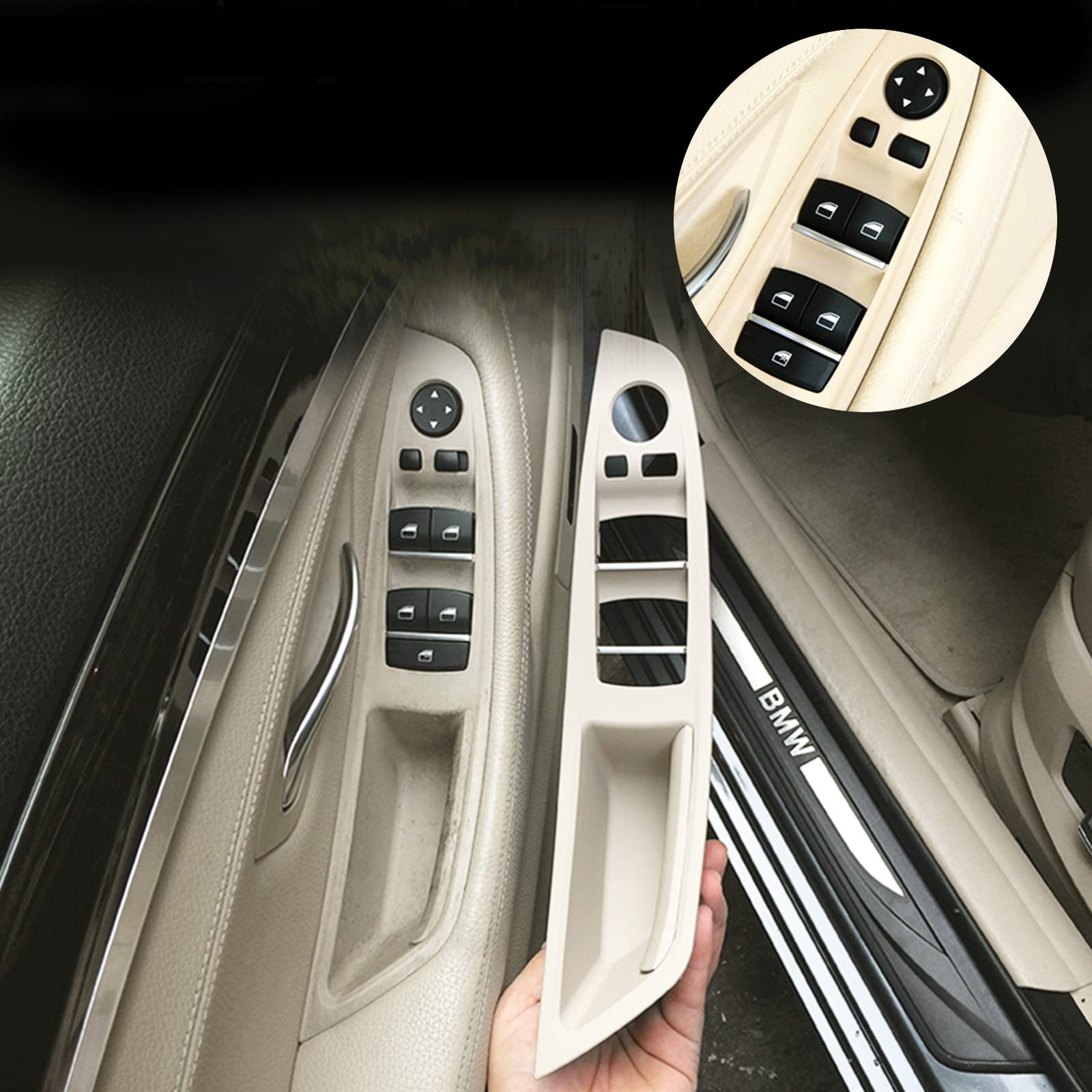 Pannello Maniglia Porta Interna Per BMW Serie 5 F10/F11 520-535 - Lato Guida Sinistro Nero