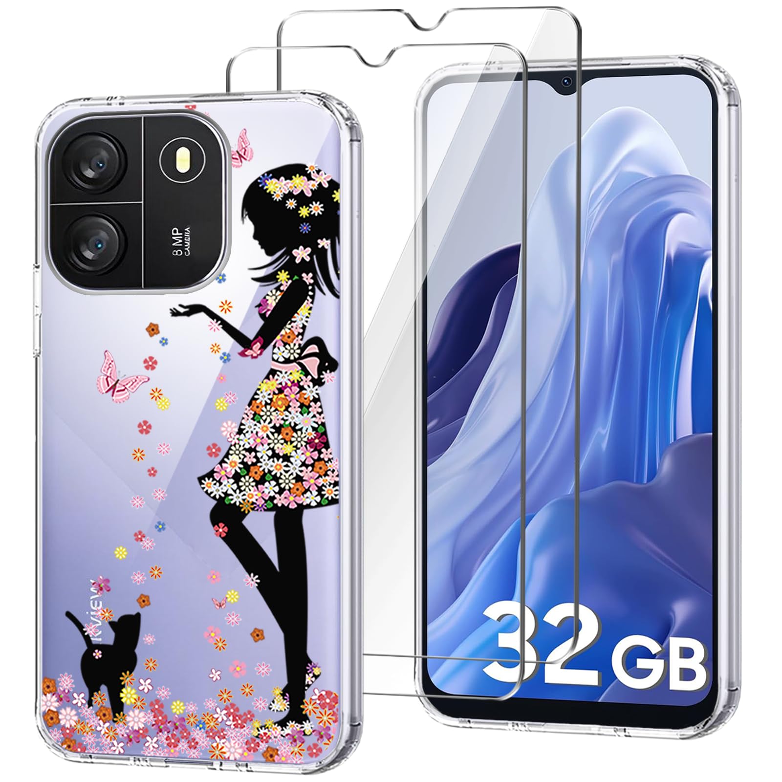 Handyhülle Für Blackview Wave 6C / Flat 1C + 2x Schutzglas | Transparent, Stoßfest & Rutschsicher