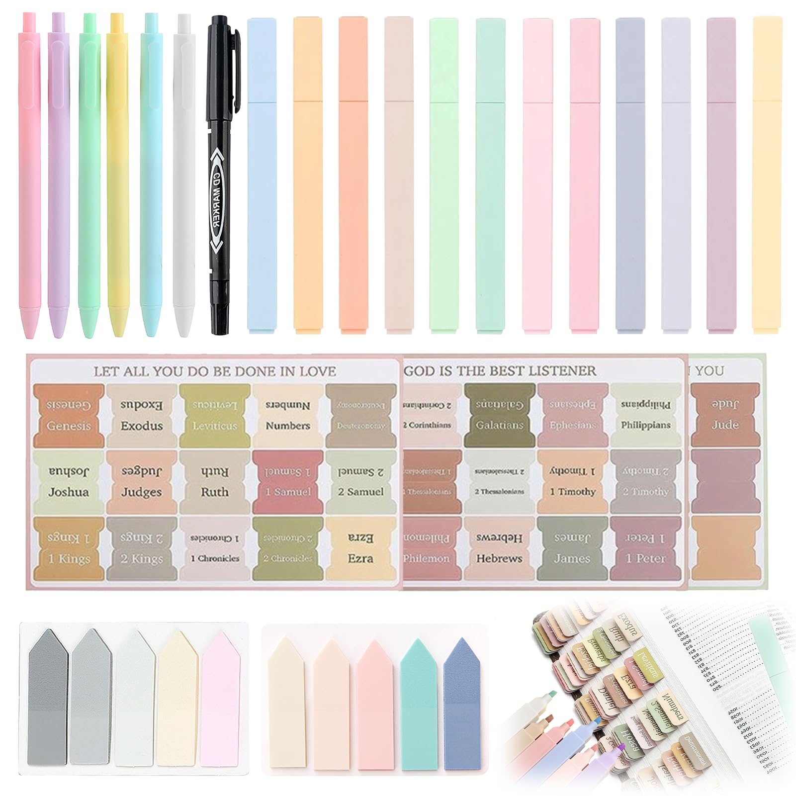 26er Bibel Journaling Set mit 12 Textmarkern – Kein Verlaufen für Bibelstudium & Markup