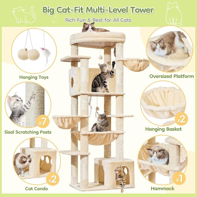 Foto 4 de 8 de Taoqimiao Árboles Rascadores para Gatos XL 183 cm, Plataforma Extra Grande