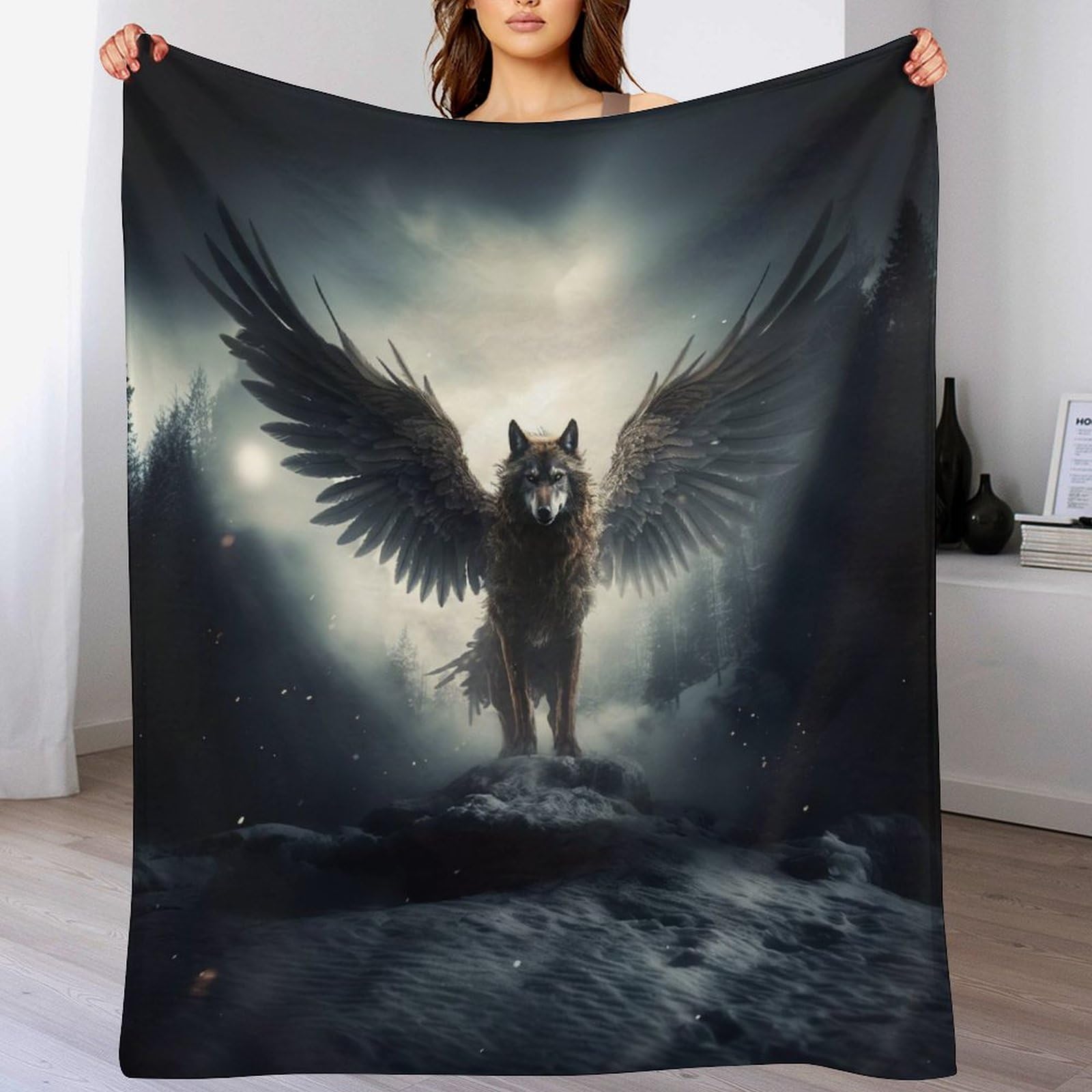 Couverture polaire loup idéale pour réchauffer votre canapé