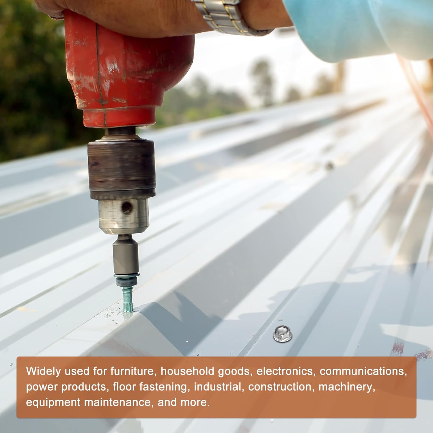 #12x5 Hex Washer Head Self Drilling Screws - 100Pack - Good for Machine - 410 Stainless Steel Black Oxide - Self Tapping Sheet Metal Screws