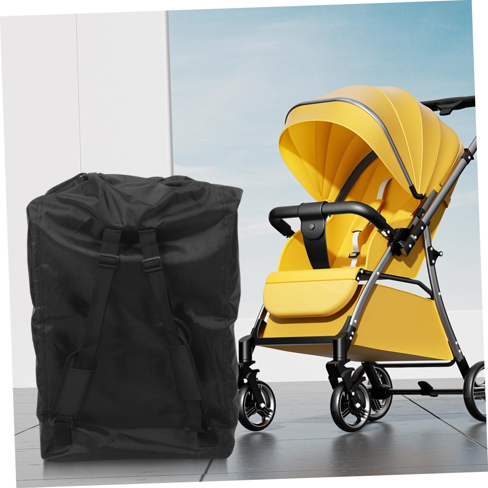 UPKOCH Borsa Portaoggetti per Passeggino Organizer da Viaggio Tasche Multiple Spallacci Regolabili e Tasca Laterale per Borraccia o Ombrello