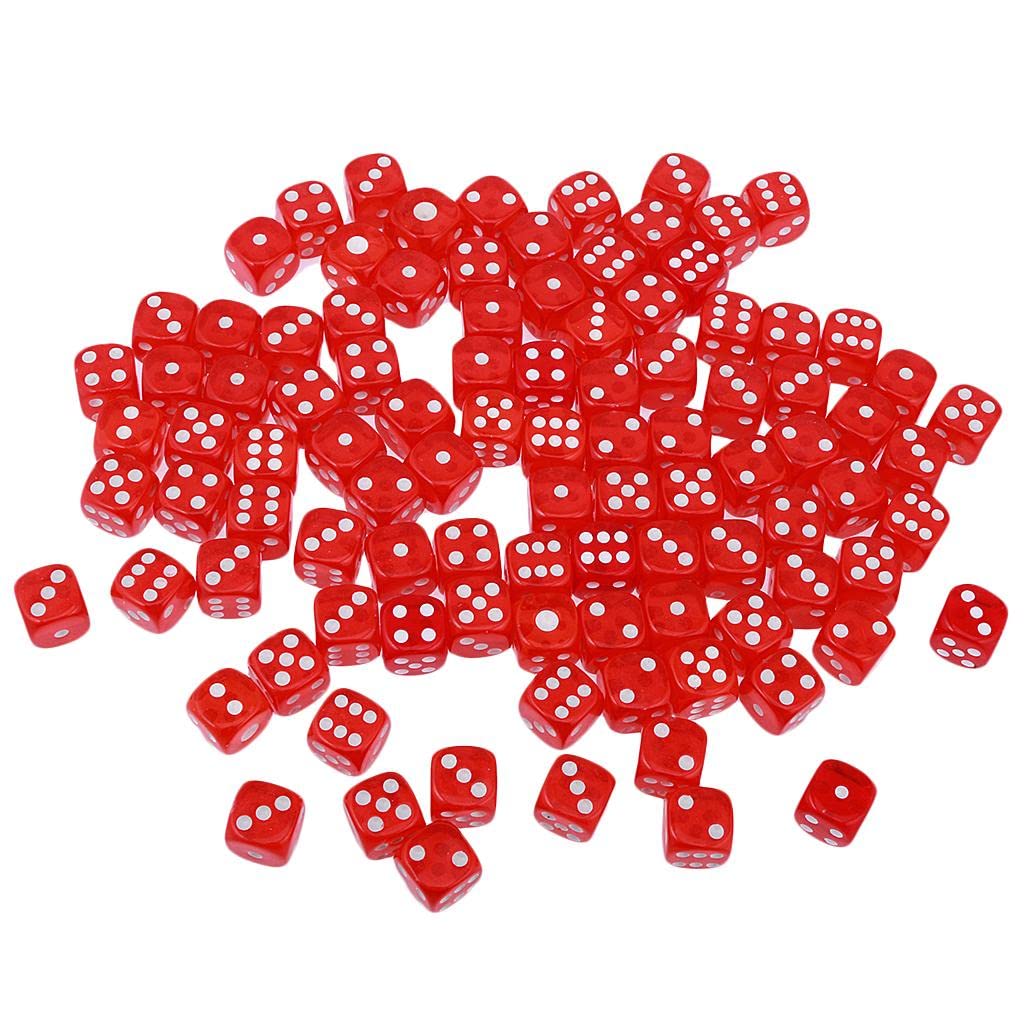 100 Dados de Seis Caras (D6) para Juegos de Fiesta, Rojo
