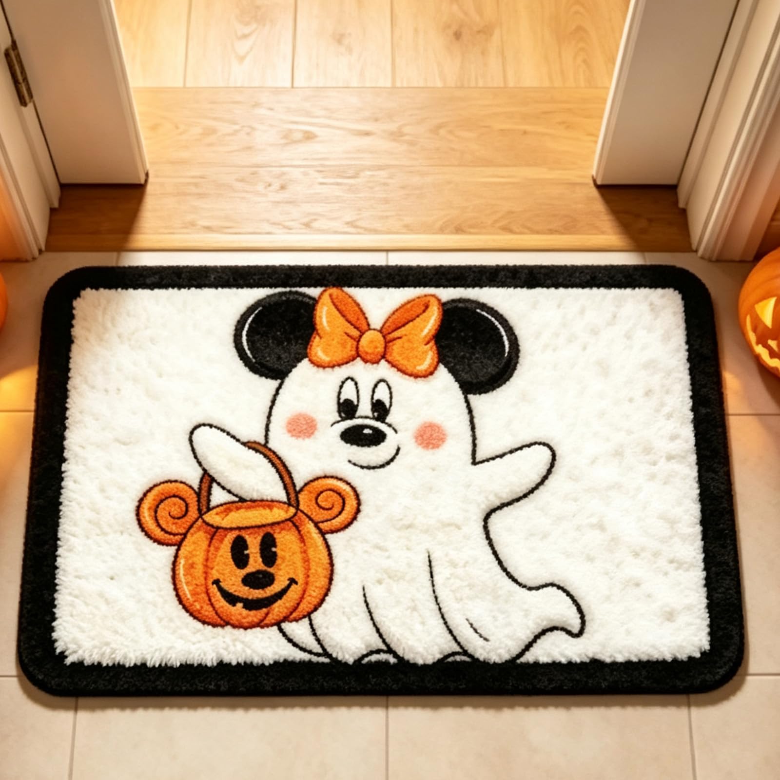 Halloween Bath Mat 70x43cm Ghost Pumpkin Halloween Door Mat Non Slip Rug