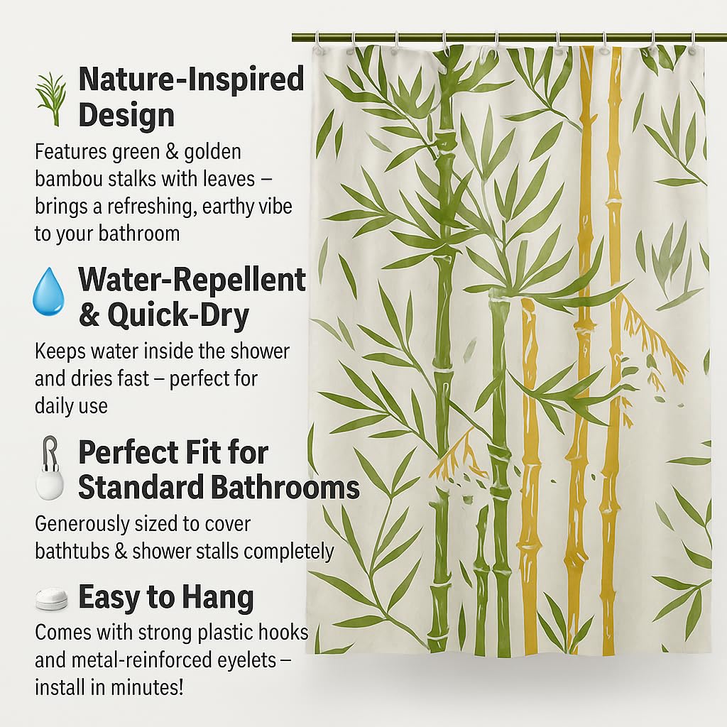 Homerz Bamboo Shower Curtain - Natural -3