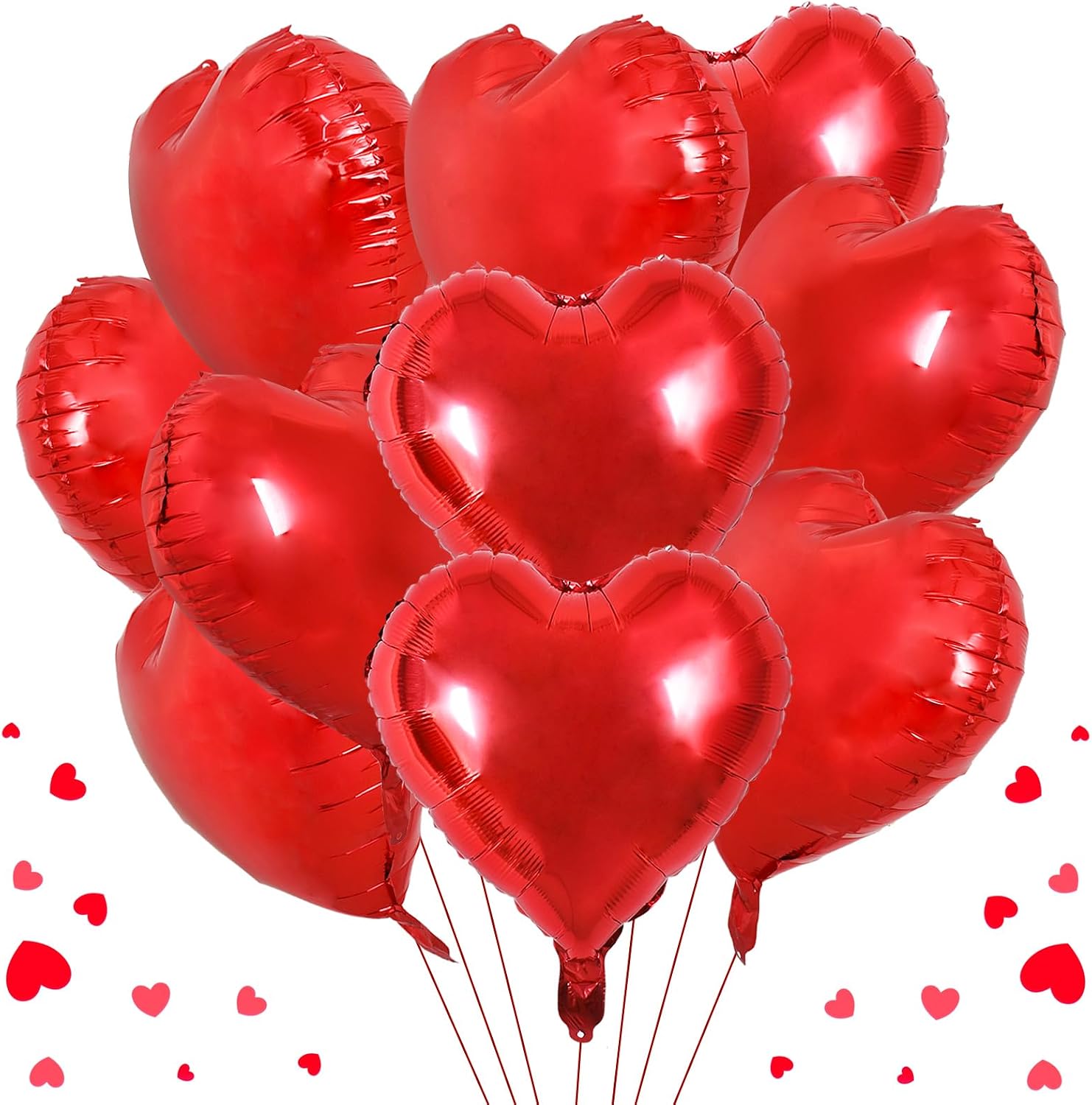 BEISHIDA 20 Pcs Heart Balloons 18 inch Metal Hot Pink Heart Shape Foil Balloons Neutral Love Balloon for Mother's Day Proposal Marriage,Valentines Day, Birthday Decorations