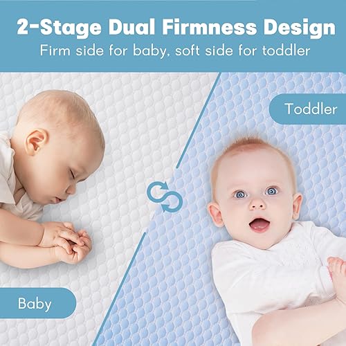 Miniatura 6 de Colchón mini para cuna, colchón de espuma viscoelástica de doble cara de 38 x 24 x 4 pulgadas, con funda extraíble transpirable, se adapta a la