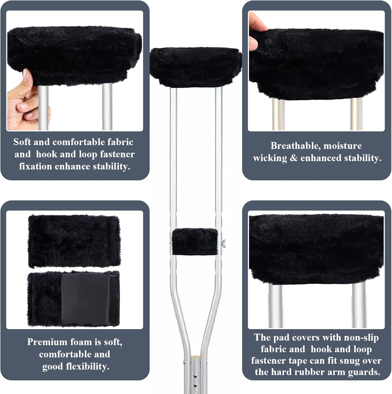 Crutches Padding Universal Crutch Pads for Armpits and Hand Grips Cushion for Crutches Underarm Crutch Covers Sets
