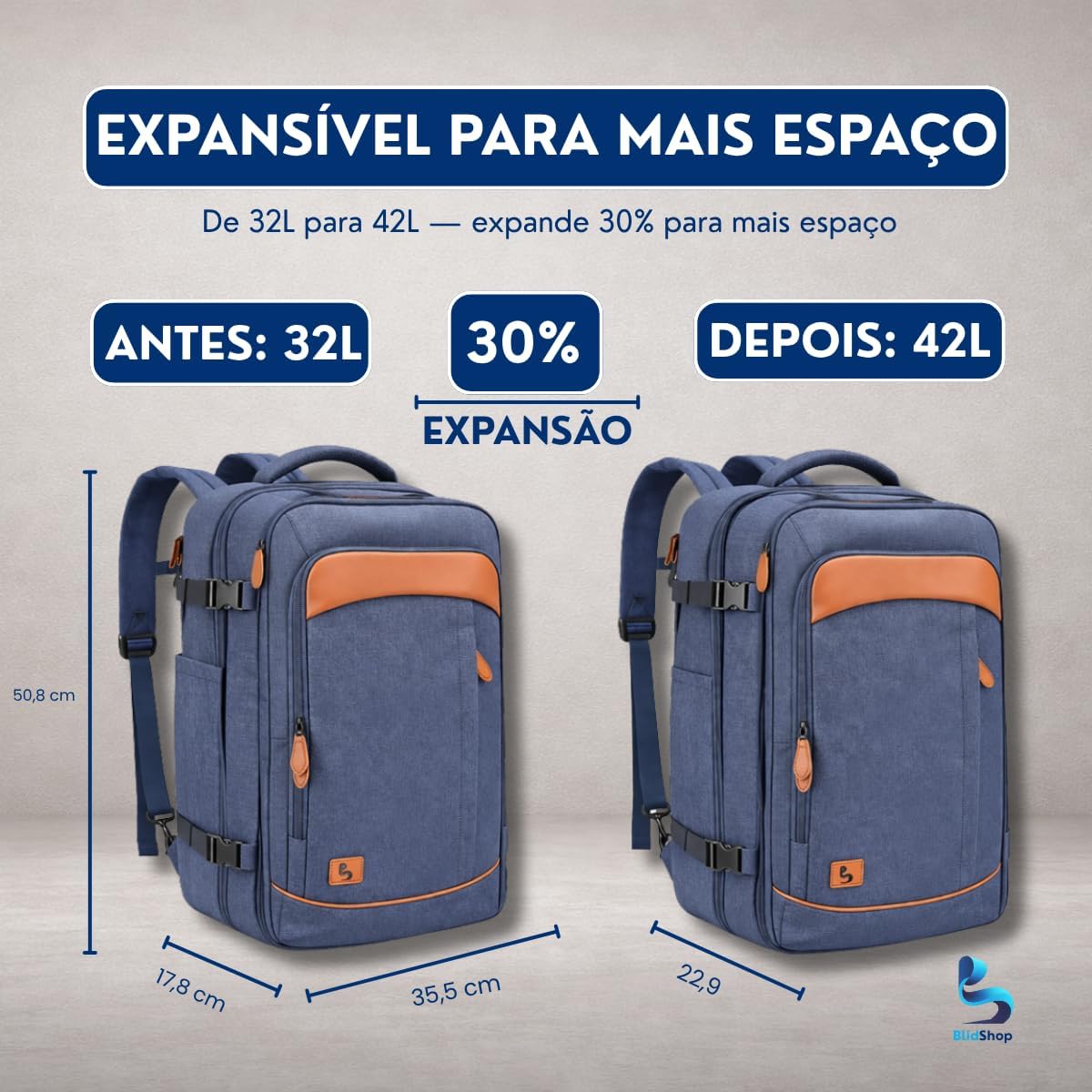 Imagem lateral da mochila com fundo neutro em tom claro. Imagem lateral da mochila com fundo neutro em tom claro.