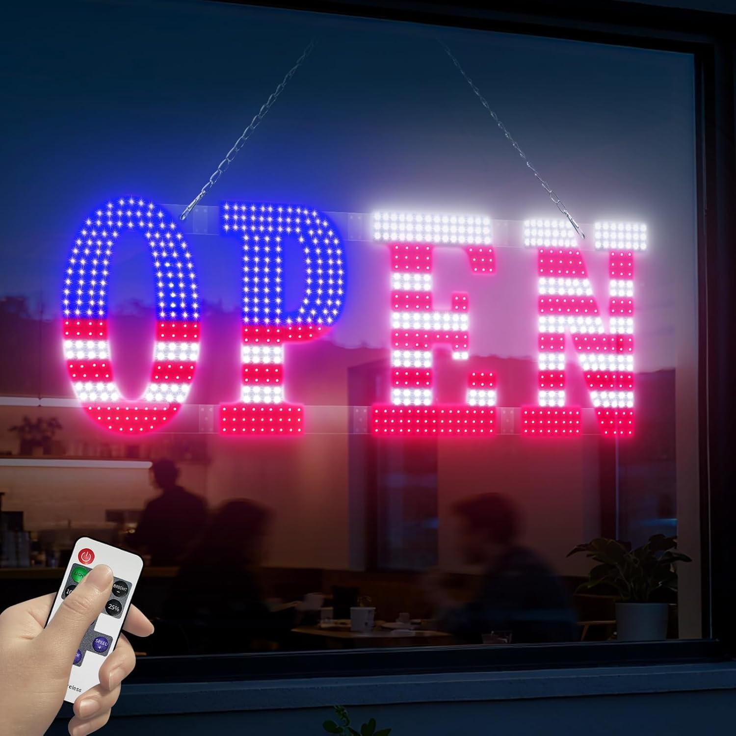 40'' x 14'' LED Open Sign with remote control