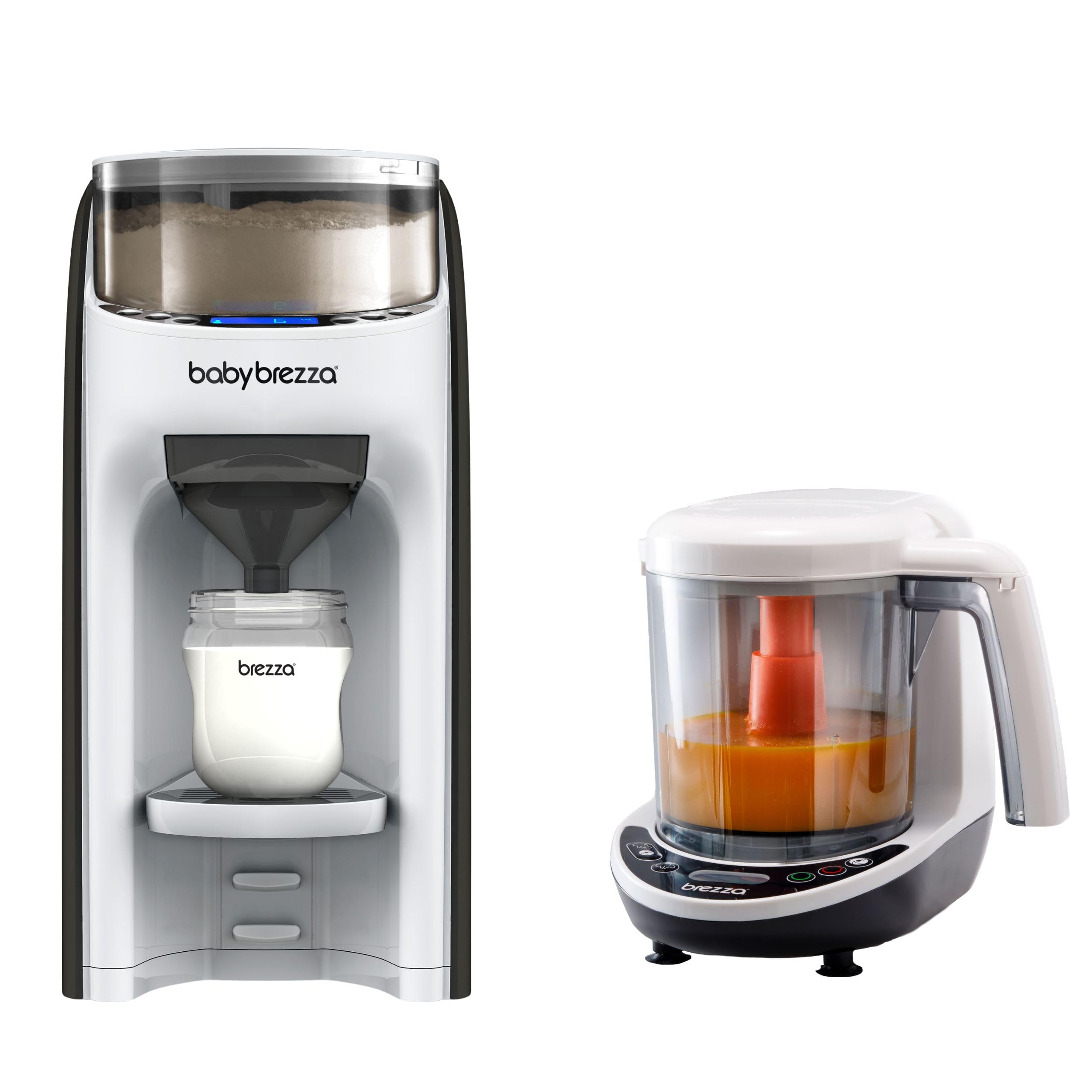 Baby Brezza Formula Pro Advanced & Food Maker Deluxe Bundle Set | Automatische Flaschenzubereitung, Dampfgaren, Mixen, Auftauen, Erwärmen, Babybrei, Babynahrung, Zubehör