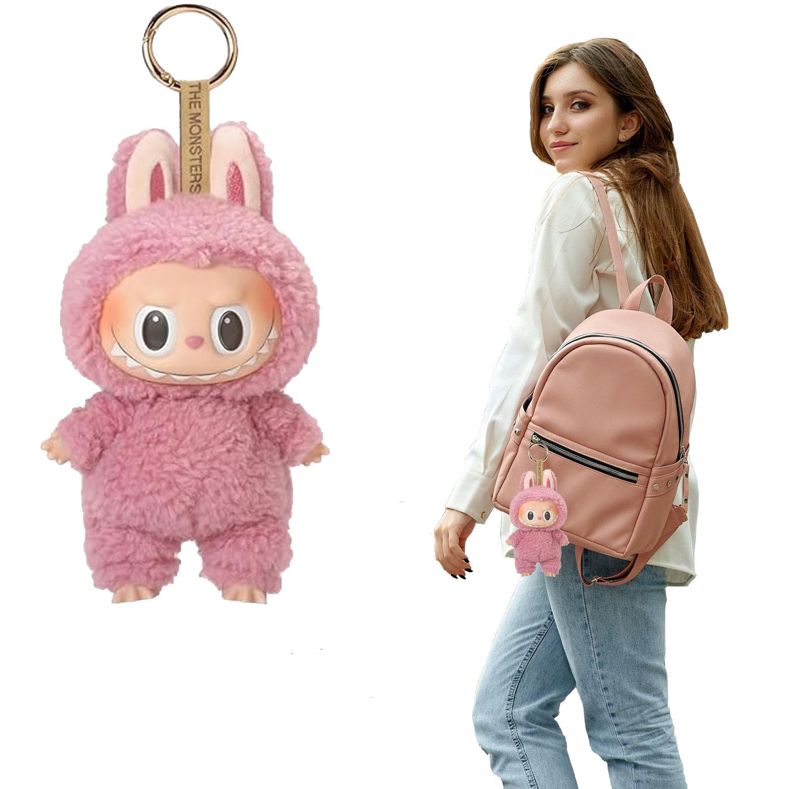 Hmdylyh Labubu Doll, Labubu Popmart Monster Keychain, 16 cm Labubu Plush Keychain, Labubu Plush Keyring, Labubu Plush Pendant, Labubu Plush Doll, Gifts for Boys and Girls