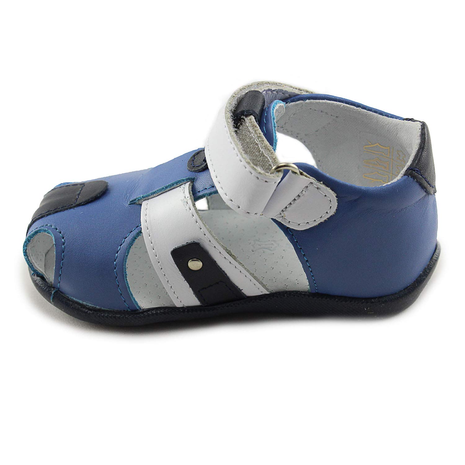 Kornecki Boys Closed Toe Leather Sandals with Arch, Ankle and Orthopedic Support 03143 N/Blekit/S EU 18/US 2.5-3.5 Infant