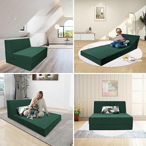 Miniatura 3 de ANONER Sofá plegable de espuma viscoelástica convertible con almohada, diván para sala de estar, dormitorio y apartamento, oficina, color gris oscuro