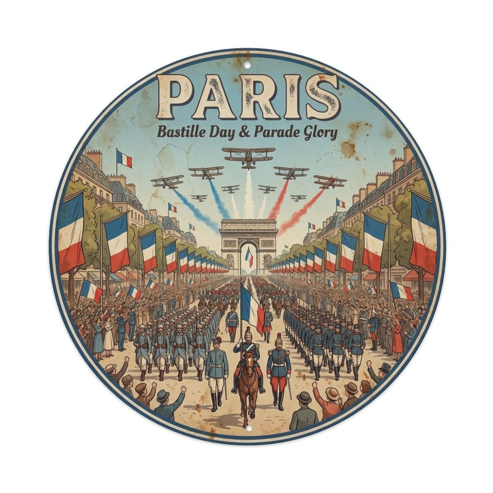 Olhnbad Style Culture Travel City Parade Flags Paris Seine Metal Tin Sign