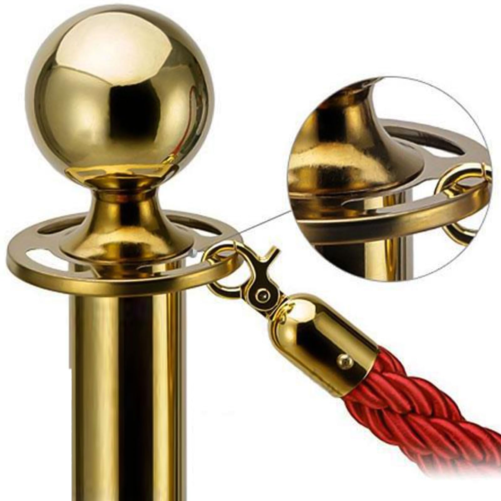 Corde de Guidage 1.5m Rouge pour Contrôle des Foules Hôtel Cinéma