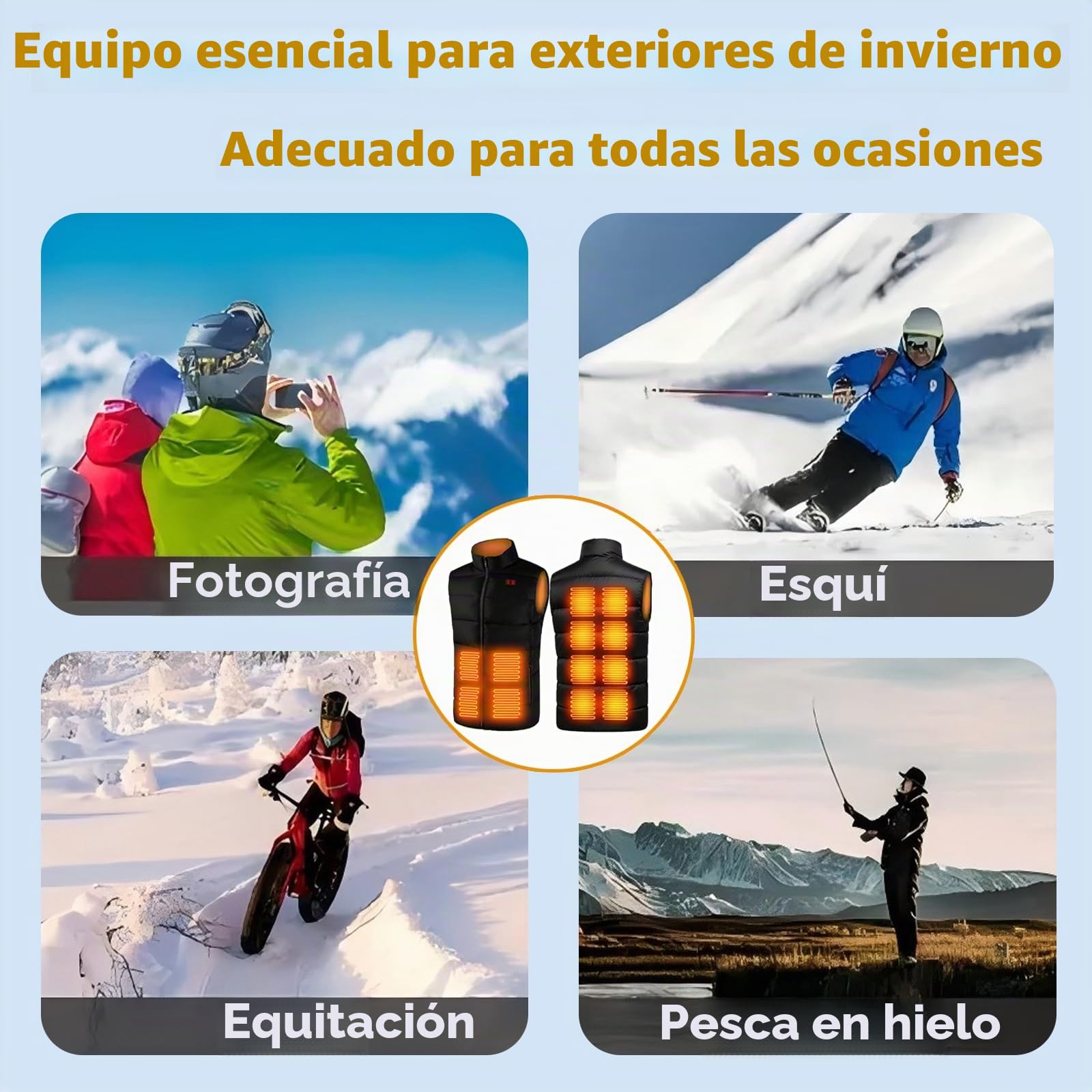 SNZ Chaleco térmico para hombres y mujeres con paquete de baterías, 12 zonas de calefacción, chaqueta térmica eléctrica para exteriores, trabajo, camping
