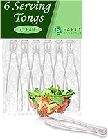 Vista 1 de PARTY BARGAINS Pinzas de plástico para servir de 8.5 pulgadas, paquete de 6, pinzas de plástico transparente de alta calidad y resistentes