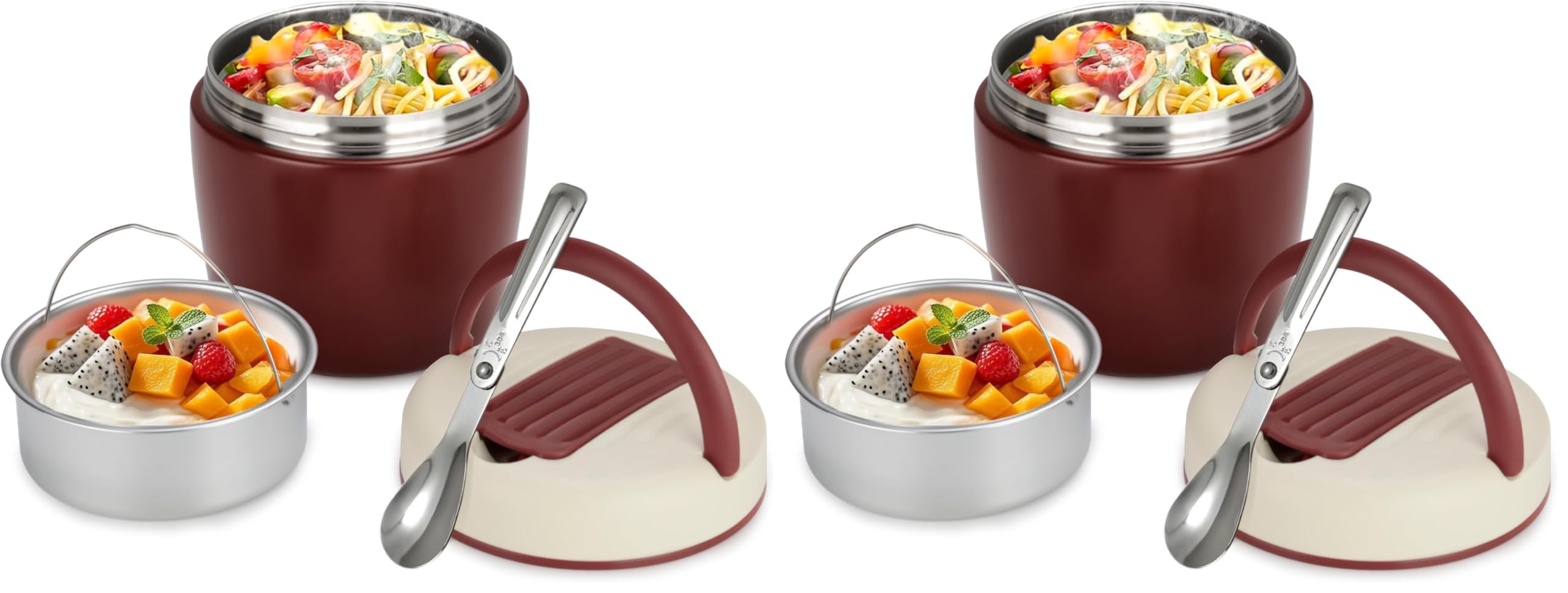 Romon Thermobehälter für Essen 1200ml, Thermoschüssel mit Deckel, Warmhaltebehälter aus Edelstahl mit Faltbaren Löffel Thermobox Lunchbox Thermo Kinder Erwachsene für Aufbewahrung von Suppen Brei
