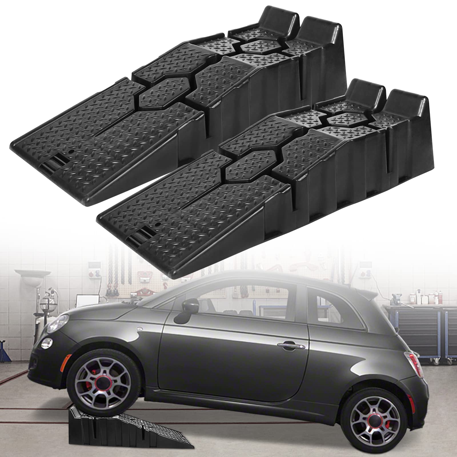 2 x rampe di carico in plastica per auto con protezione anti-attraversamento, 245 mm, 7250 kg per coppia, 7 t per auto, piattaforma sollevatore 2 x rampe di carico in plastica per auto con protezione anti-attraversamento, 245 mm, 7250 kg per coppia, 7 t per auto, piattaforma sollevatore