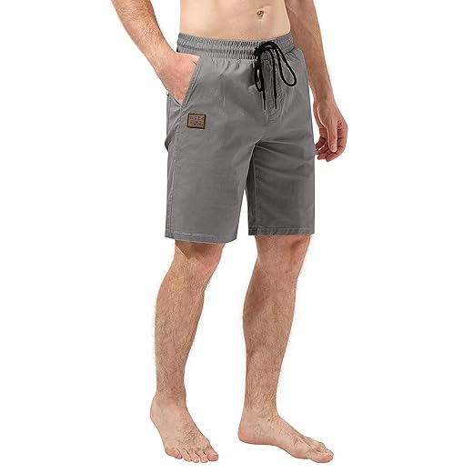 HHZ Bermuda masculina casual de algodão com cordão sarja elástica verão praia shorts bermudas