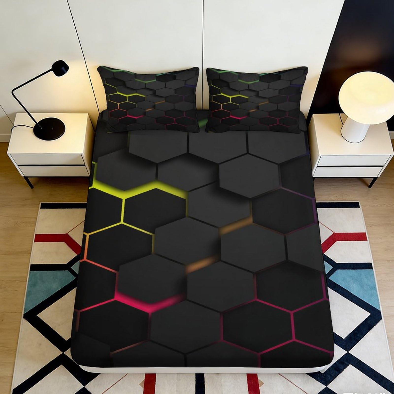 3D Printed Graffiti Fitted Sheet Microfiber Elastic Hem Full Wrap Graffiti Mattress Fitted Cover Deep Pocket Bedroom 140x200x25cm