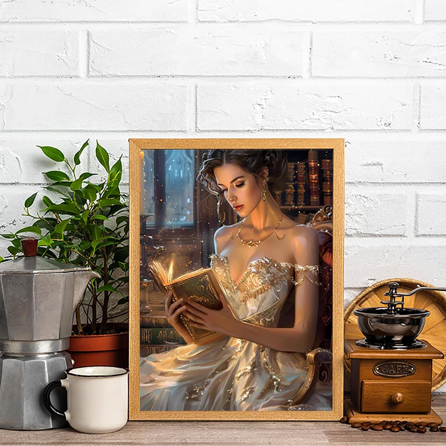 EATUKYIC Vintage Victorian Woman Reading Funny Diamond Painting Kits for Adults Diamond Art Kits for Home Wall Decor 12"x16" image 3