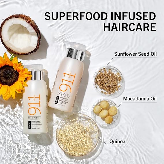 Biotop Professional 911 Quinoa Hair Repair Oil - Heat Protectant + Deep Conditioning Hair Treatment - Hair Care Ampoules for Damage - Combats Frizzy Hair (1.01 fl oz/30ml)