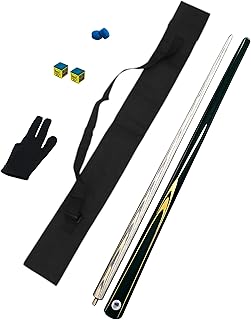 JBB Billiards Snooker Cue Stick and Pool Cue Stick Combo with a 9mm Half Joint Cue Stick, a Glove, 2 Tips, 2 chalks and a ...