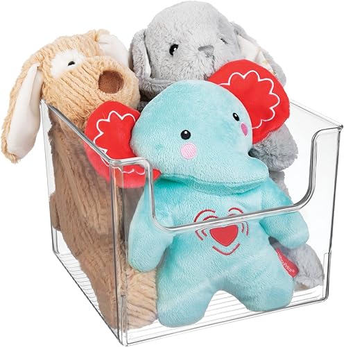 Miniatura 8 de mDesign Contenedores organizadores de almacenamiento de plástico para el hogar con frente abierto para cocina, dormitorio, baño, oficina,