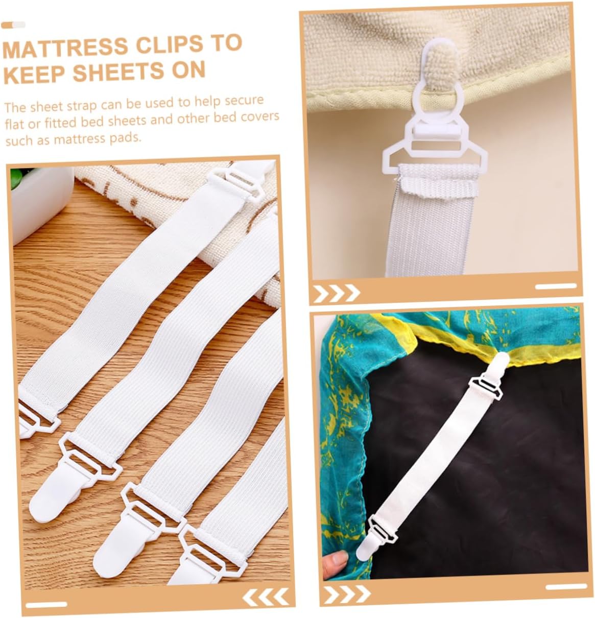 ULTECHNOVO 20Pcs Bed Sheet Fasteners Mattress Clips to Secure Fitted Flat Bed Straps for Tablecloths and Slipcovers Easy to Use Keeps Tidy and Wrinkle