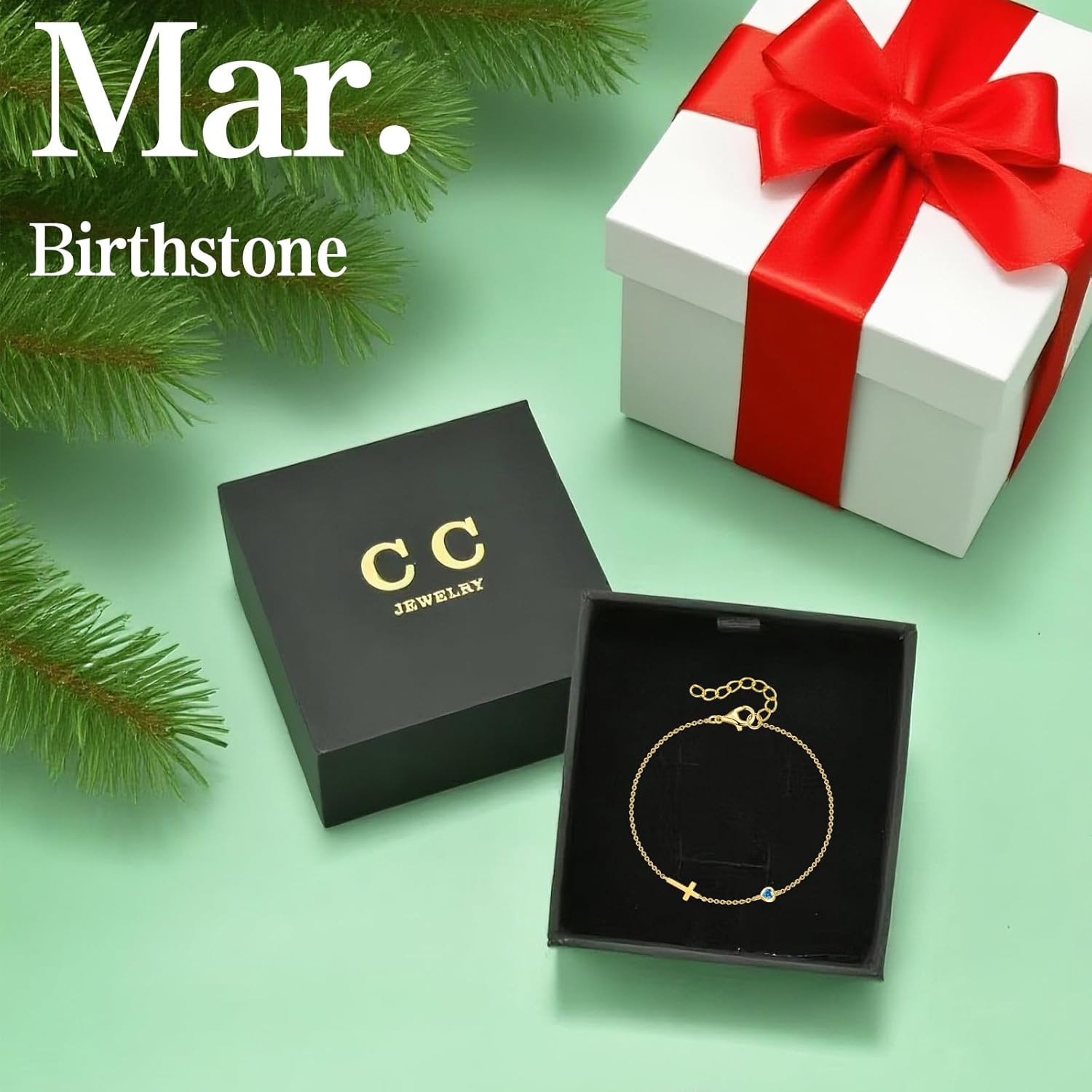 Cross Bracelet for Women 14K Gold Cross Bracelet with Birthstone Religious Faith Baptism Confirmation Gifts for Her Birthday Gift Christian Jewelry Gifts for Women Mother Grandma Wife - Image 7