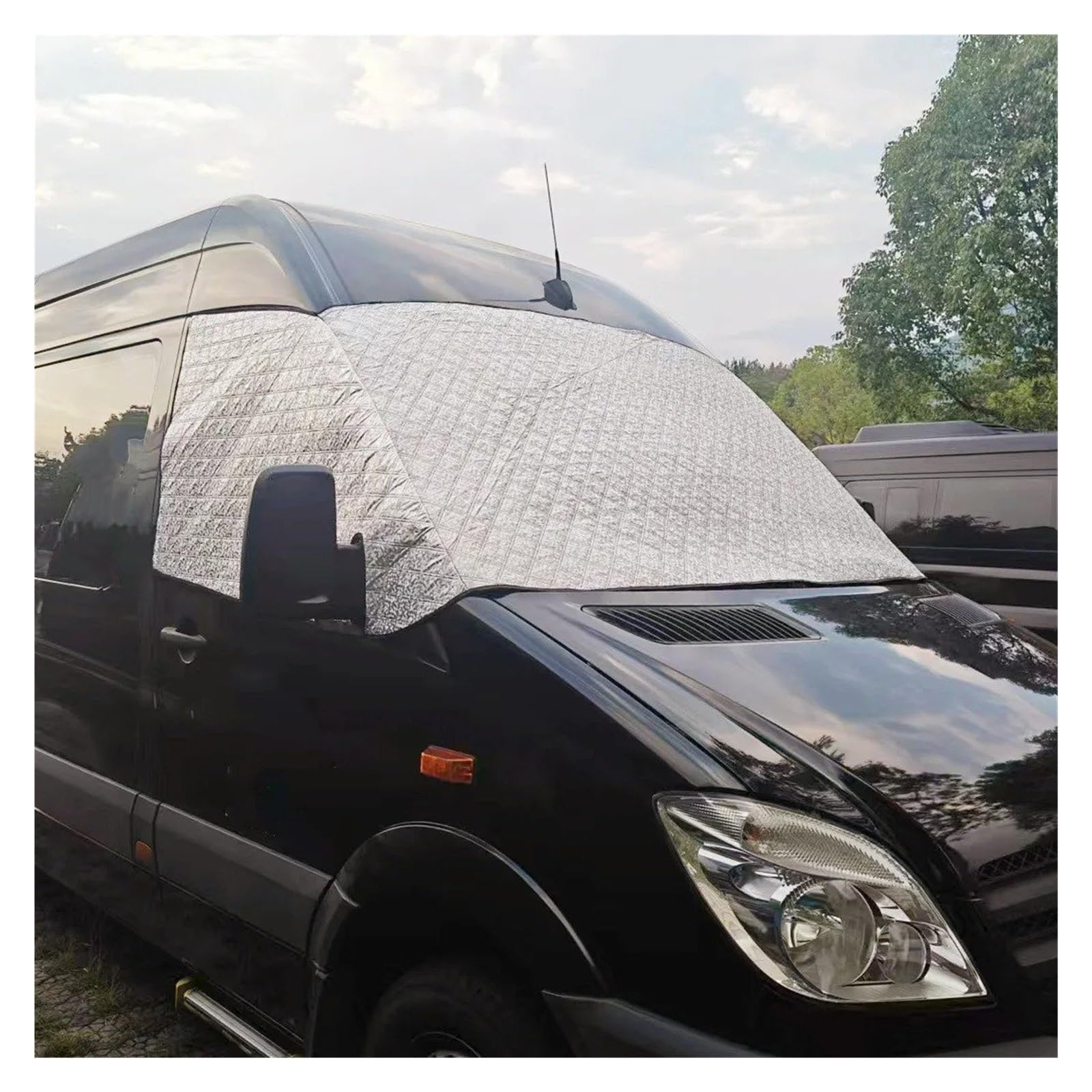 Osłona przeciwśnieżna na przednią szybę zamiennik dla Benz do Sprinter 2006 2007 2008 2009 2010-2018 osłona przedniej szyby 600D Oxford odporna na warunki atmosferyczne ochrona przed kradzieżą śnieg