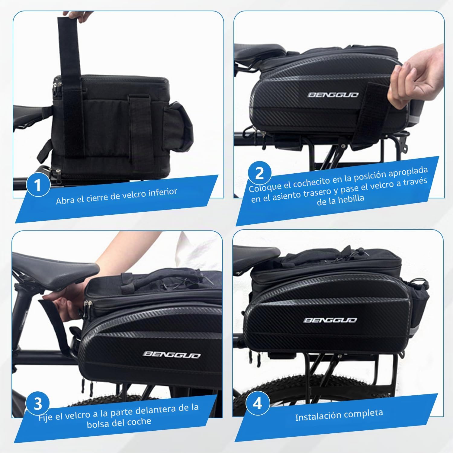 Alforja de bicicleta para portaequipajes, 30 L, escalable, impermeable y reflectante, con correa para el hombro y varios compartimentos, bolsa multifuncional para el asiento trasero para ciclismo