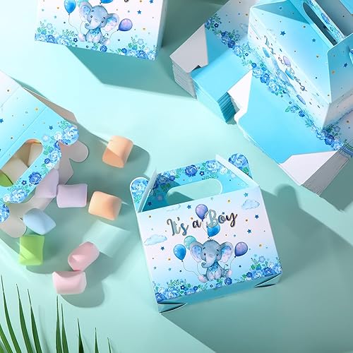 Miniatura 4 de Moukeren 36 cajas de recuerdos de fiesta con temática de elefante para baby shower, decoración de cajas de galletas de elefante, bonitas cajas de