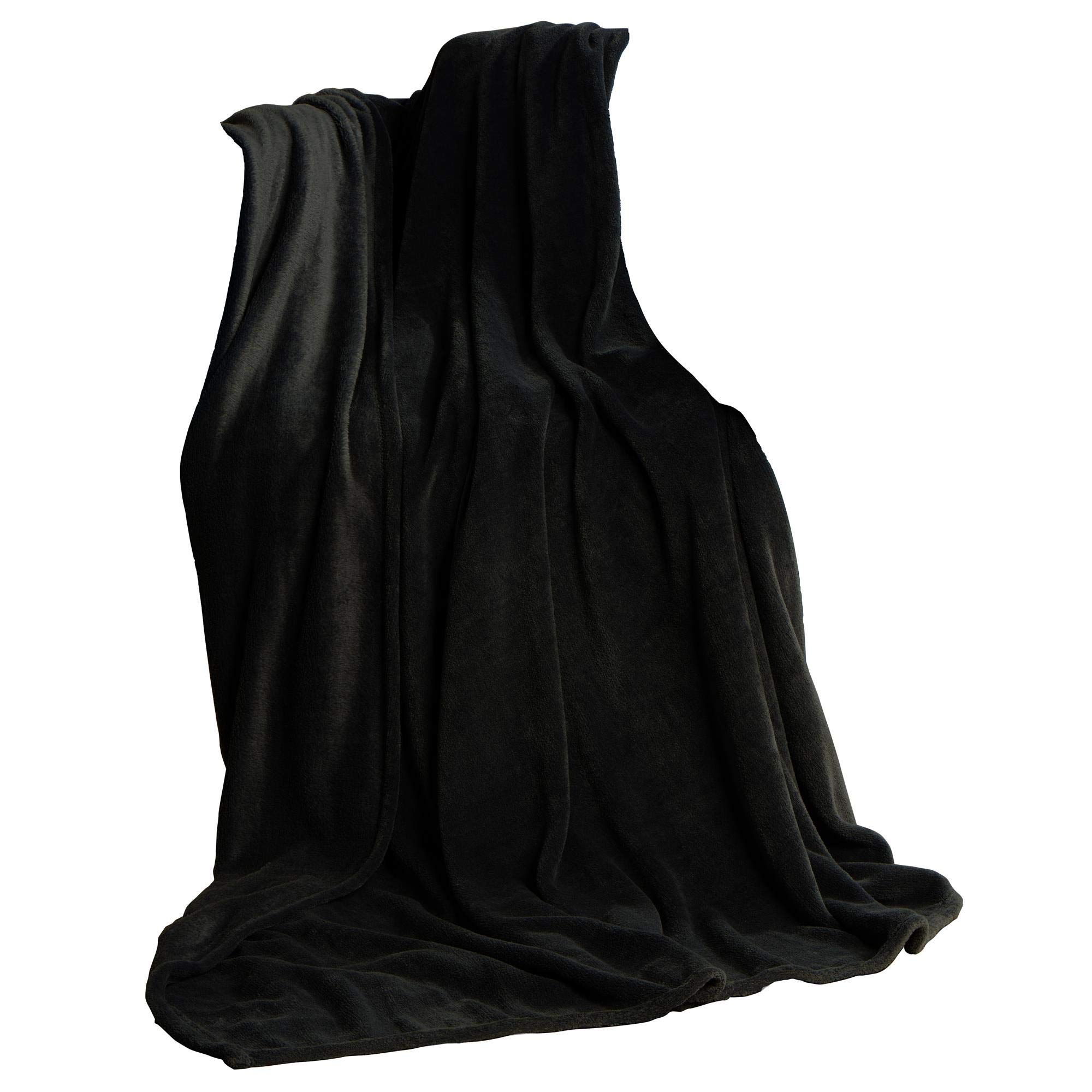 CelinaTex Fluffy Cuddly Blanket 150 x 200 cm Black Sofa Blanket Soft Microfibre Fleece Oeko-Tex TV Blanket