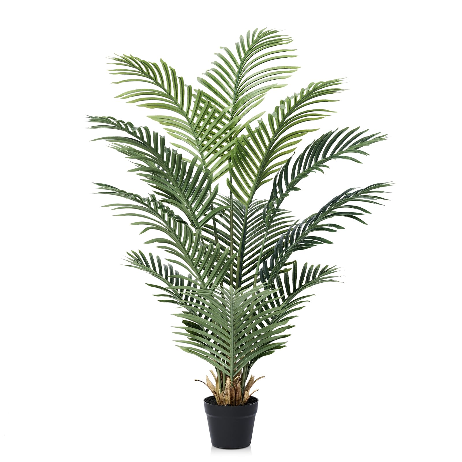 Artificial Palm Tree, 4FT Tall Fake Palm Trees with UV Resistant Leaves, Potted Faux Areca Palm Plant for Indoor Outdoor, Large Floor Plants for Home Living Room Porch Decor, VN125