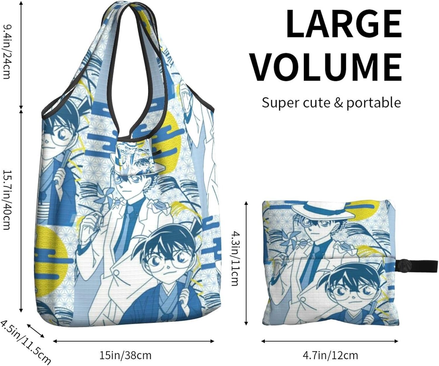 [Tioebnd] コナン 軽量片肩掛けコンビニエンスバッグ 大容量 折りたたみ ショルダーバッグ メンズ レディース 通勤通学