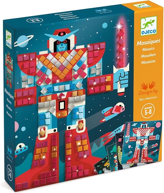DJECO Space Battle Sticker Mosaic Kit - Craft Your Own Space Battle Scene for School or Gifts - Fun & Creative for Family & Friends, Boys & Girls, Mosaic Art Craft Kit for Kids 5+ Multi