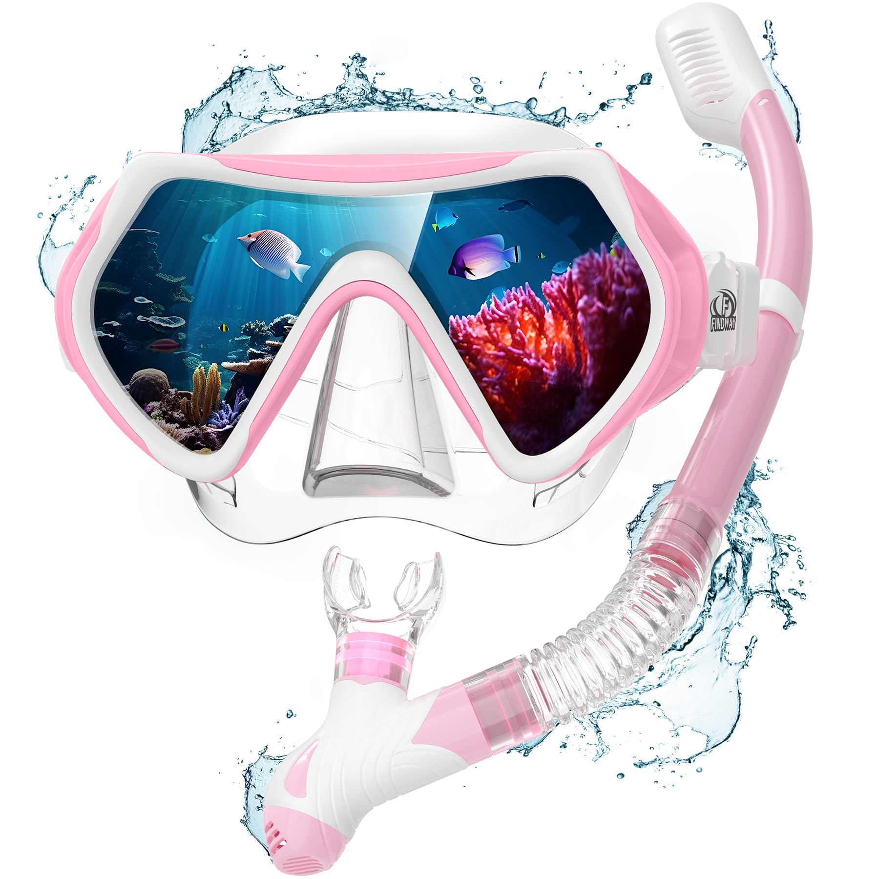 Findway Unisex Gafas Buceo Adulto, Mascara Buceo para Mujer Hombre y Jóvenes, Vidrio Templado con Visión Panorámica Gafas Snorkel Apto para Buceo, Submarinismo y Natación