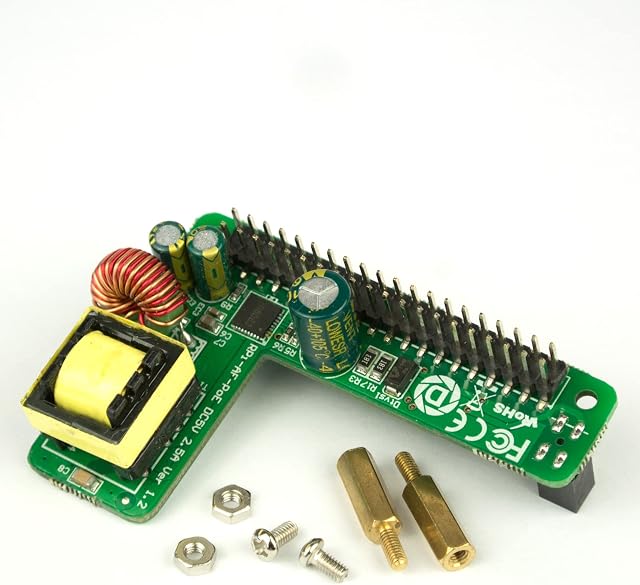 DSLRKIT Power Over Ethernet PoE HAT IEEE802.3af DC 5V 2.5A with 1.5KV Isolation for Raspberry Pi 4B 3B+ 3B Plus