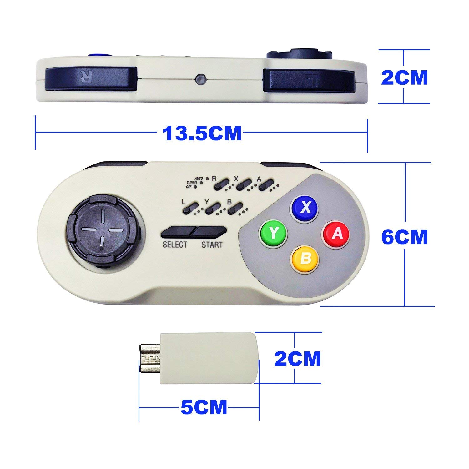 Link-e : Manette Sans Fil avec Fonction Turbo Compatible avec Console Mini/Classic Super Nintendo SNES