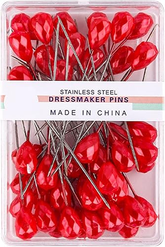 Miniatura 5 de 50 alfileres de costura con caja transparente de 2 pulgadas, alfileres de acolchado de cabeza de diamante de colores, pasadores rectos largos para