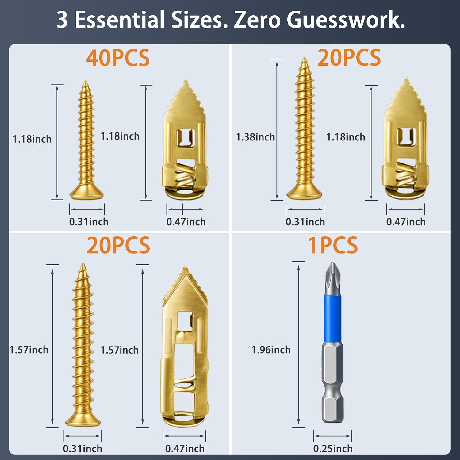 81 PCS Heavy Duty Self Drilling Drywall Anchor Kit (3 Sizes) - Holds 100LBS+ [2025 Upgraded] Metal Wall Anchors with Screws for TV Mounting, Cabinets, Shelves - No Drill Required