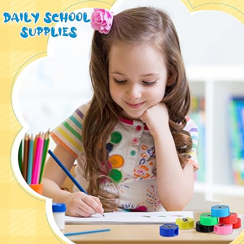 Miniatura 4 de Glenmal 72 sacapuntas a granel para niños, mini sacapuntas de mano de plástico, sacapuntas manual redondo colorido para aula, suministros de