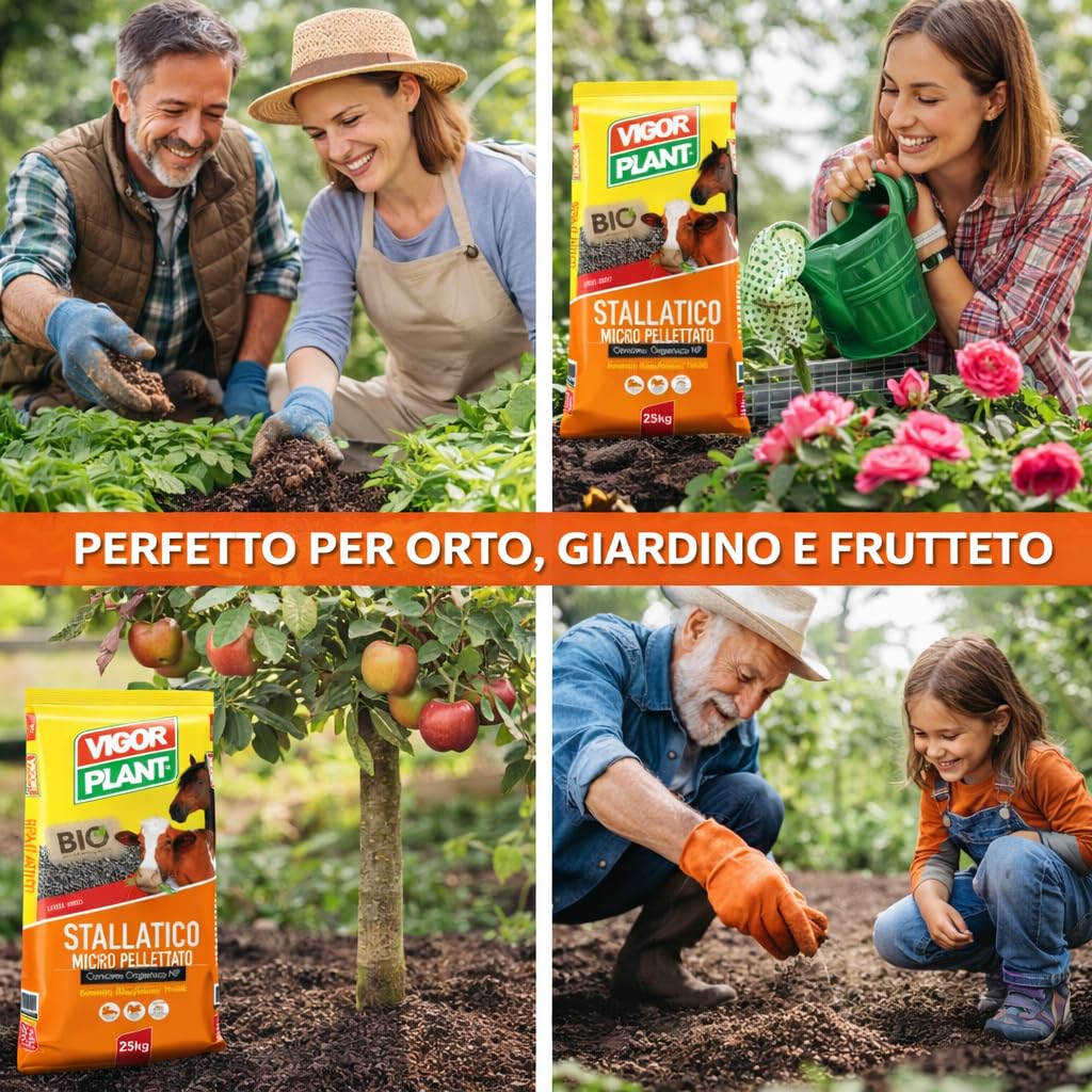 50 Kg Concime Orchidee Organico Biologico, Stallatico Micro Pellettato - Concime Piante Verdi, Letame Bovino ed Equino a Lento Rilascio con Azoto e Acidi Umici per Orto, Giardino e Coltivazioni