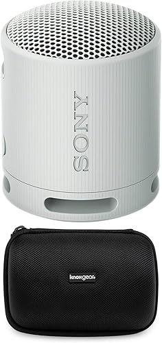 Sony SRS-XB100 Altavoz de viaje ligero portátil inalámbrico Bluetooth (gris) con paquete de estuche de viaje (2 artículos)