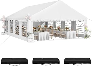 YITAHOME 20x30FT Party Tent Heavy Duty Wedding Event Shelters PVC Upgraded Galvanized Ripple Canopy with Large Roof Removable Sidewalls & 3 Storage Bags 600D Oxford Commercial, White