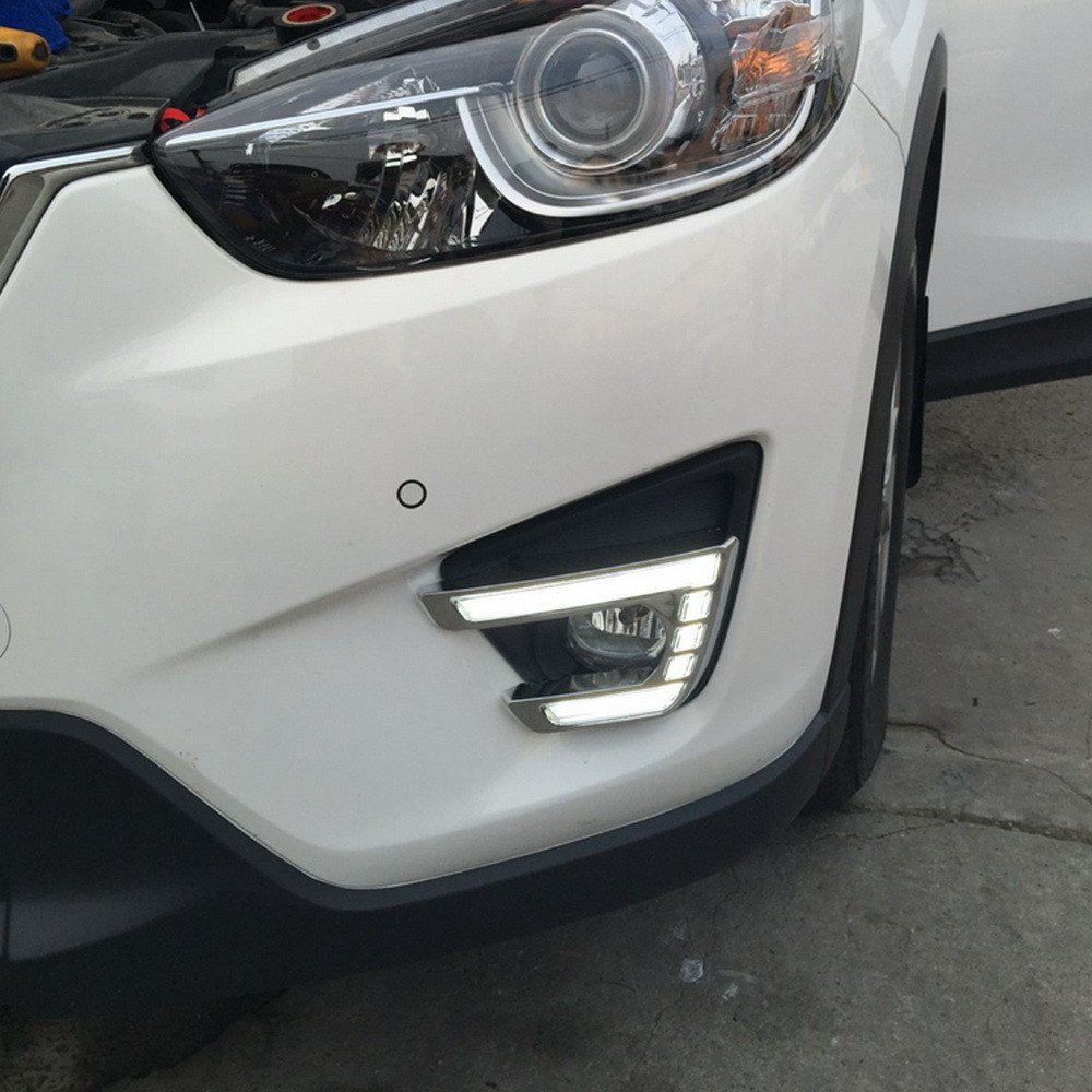 Luces diurnas LED DRL compatible for Mazda CX-5 2013 2014 2015 2016, DRL con señales de giro amarillas